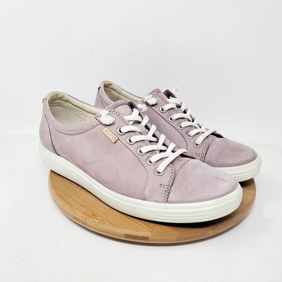 ECCO Soft 7 Shoes Womens 38 Lavender Nubuck Leather Slip On Comfort Sneaker - Picture 1 of 13